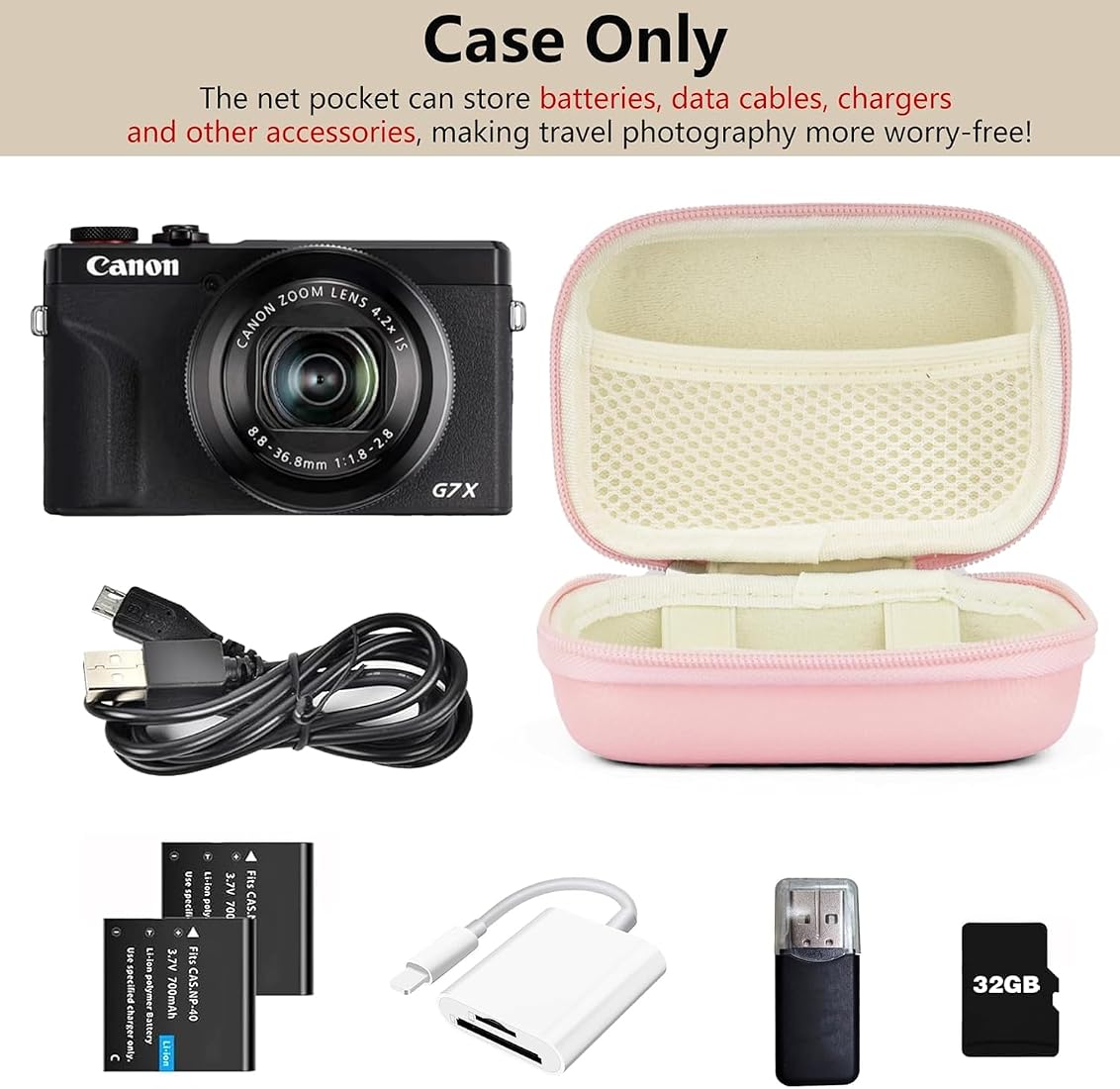 Linpr Digital Camera Case for Canon G7X Mark II III, Case Only